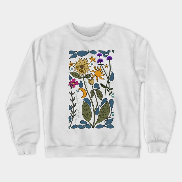 Mountain Wildflowers Illustration Crewneck Sweatshirt by WalkSimplyArt